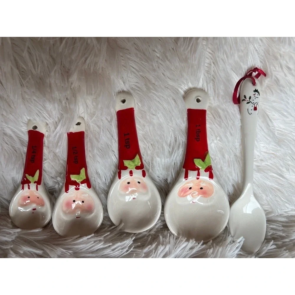 Santa Measuring Spoons Holiday Set Christmas Porcelain Decorative Grandmacore